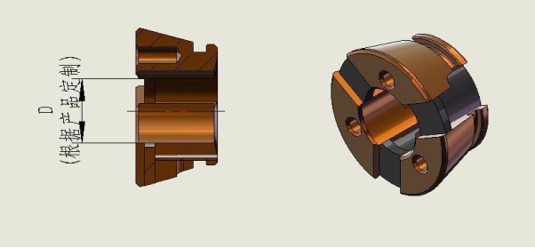 （彈性夾頭示意圖:<也叫筒夾，內(nèi)孔尺寸 D 可訂做>）