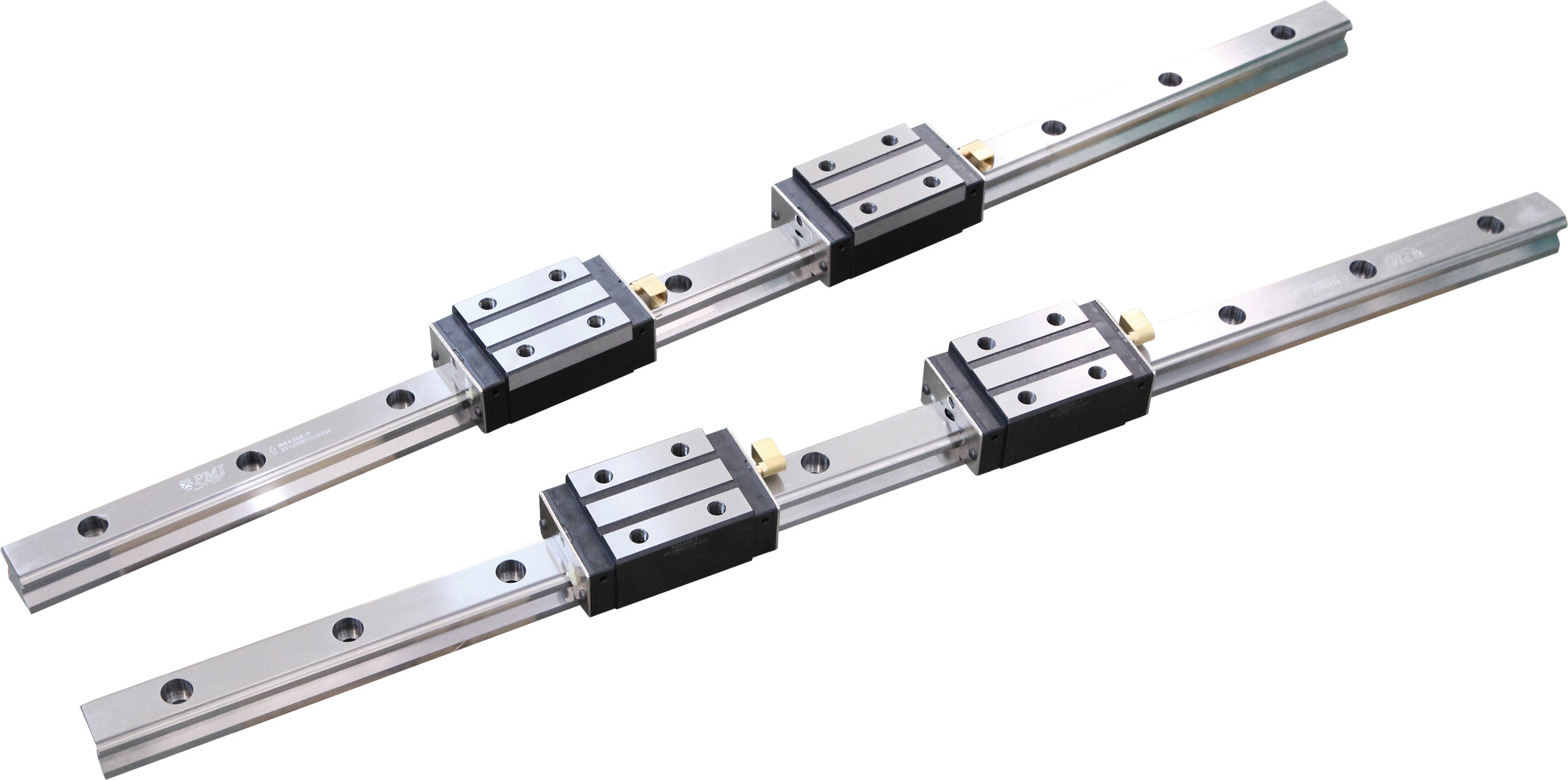 高剛性、高精度、高速度的進(jìn)口臺(tái)灣上銀或銀泰P級(jí)線性滑軌，C3精密滾珠絲桿，專用日本NSK/德國(guó)FAG絲桿軸承。